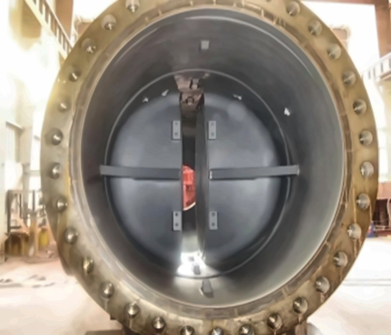Bolt circle on a large-bore valve flange