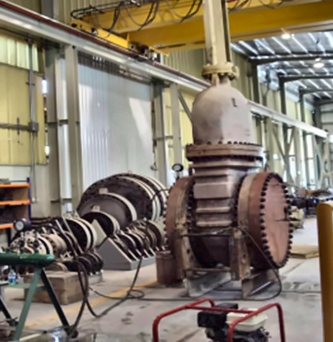 Hydrotest after repairing a large gate valve